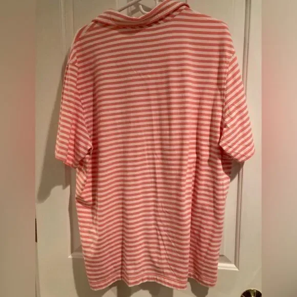 Vineyard Vines Men’s Polo Pique Shirt Short Sleeve Pink White Stripes Size XL - Picture 4 of 11
